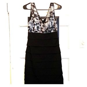 Black and silver sequined dress
